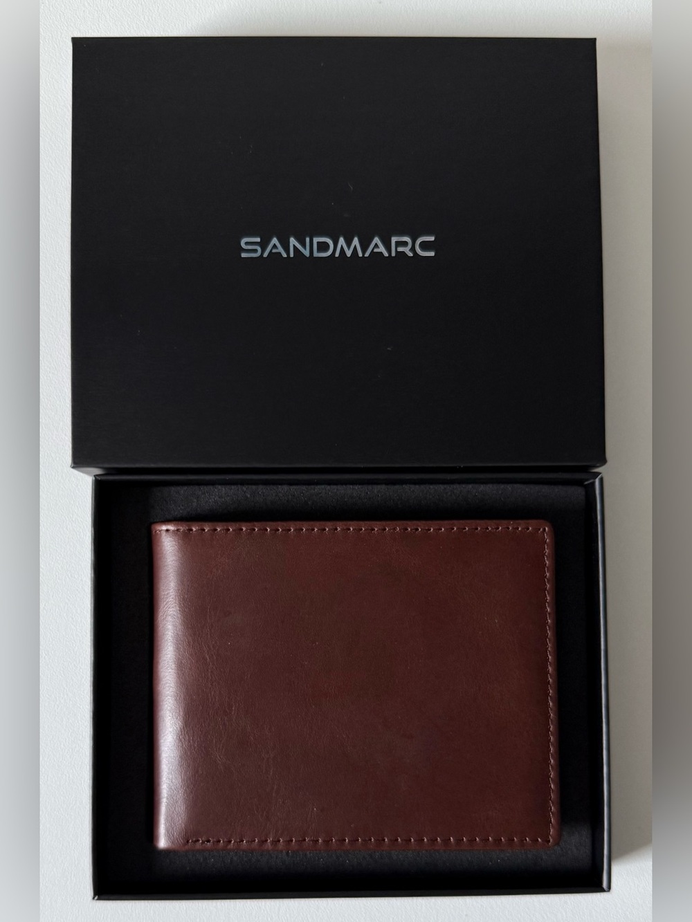 Sandmarc Capture Men’s RFID Leather Bifold Wallet | Brown Full Grain Leather NWT - Picture 2 of 3